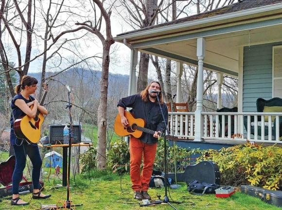 Ellen Cherry and Andrew Grimm at the Twin Maples Farmhouse. Garret K. Woodward photo