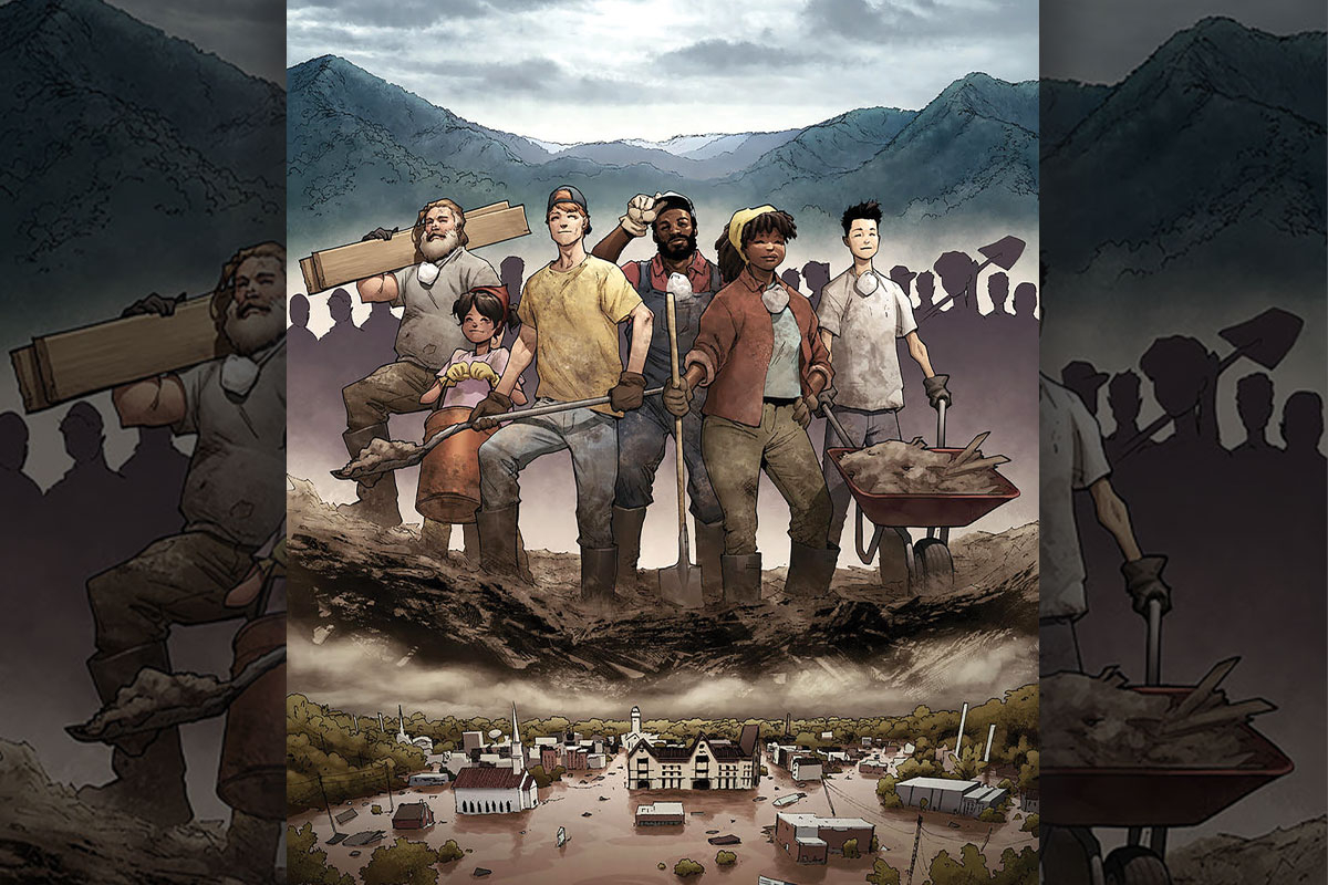 The Appalachia Comics Project wants to hear your stories of survival from Hurricane Helene. David Marquez/Laura Martin illustration