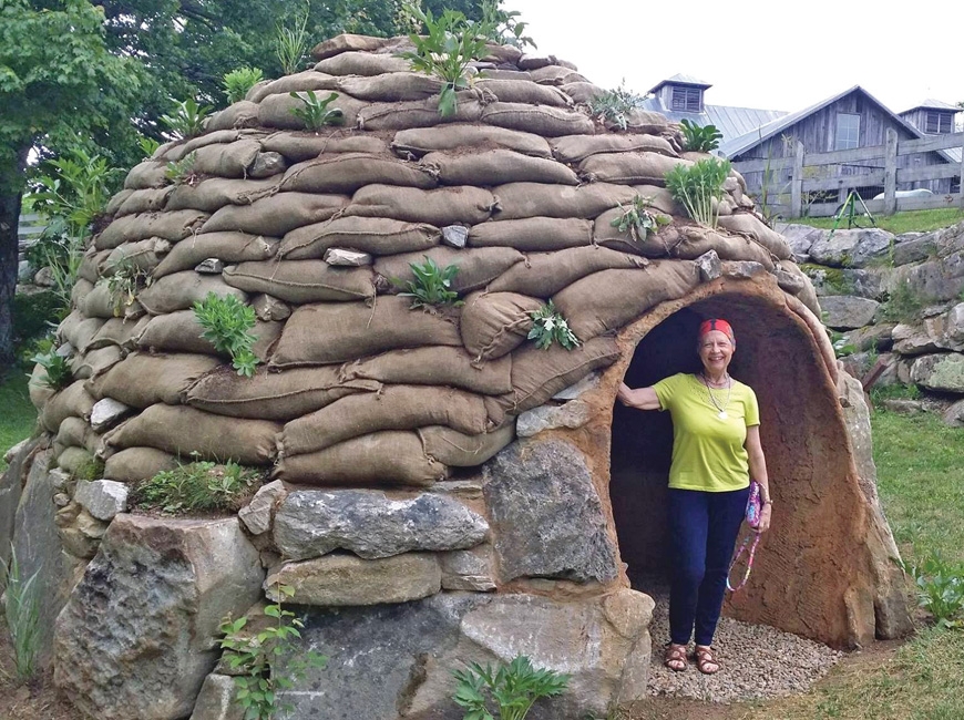 Barbara Mcrae stands in the doorway of one of a sculpture at The Bascom in Highlands. Donated photo