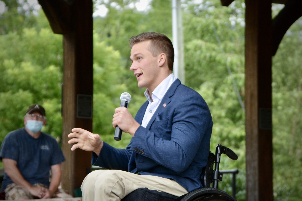 Madison Cawthorn speaks in Sylva during the 2020 caqmpaign.