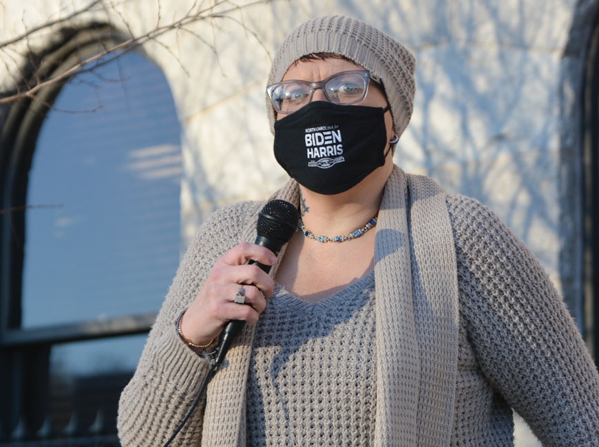 Crystalyn Jackson, who’s served several stints in prison for drug-related crimes, speaks to the need for more recovery resources in Haywood County. Cory Vaillancourt photo