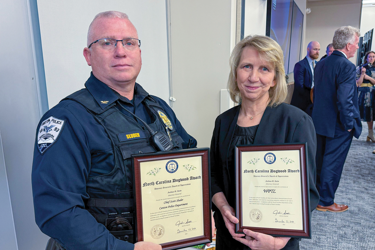 Canton Police Chief was given a Dogwood Award, while Terryll Evans accepted one on behalf of Canton radio station WPTL. Kyle Perrotti photo