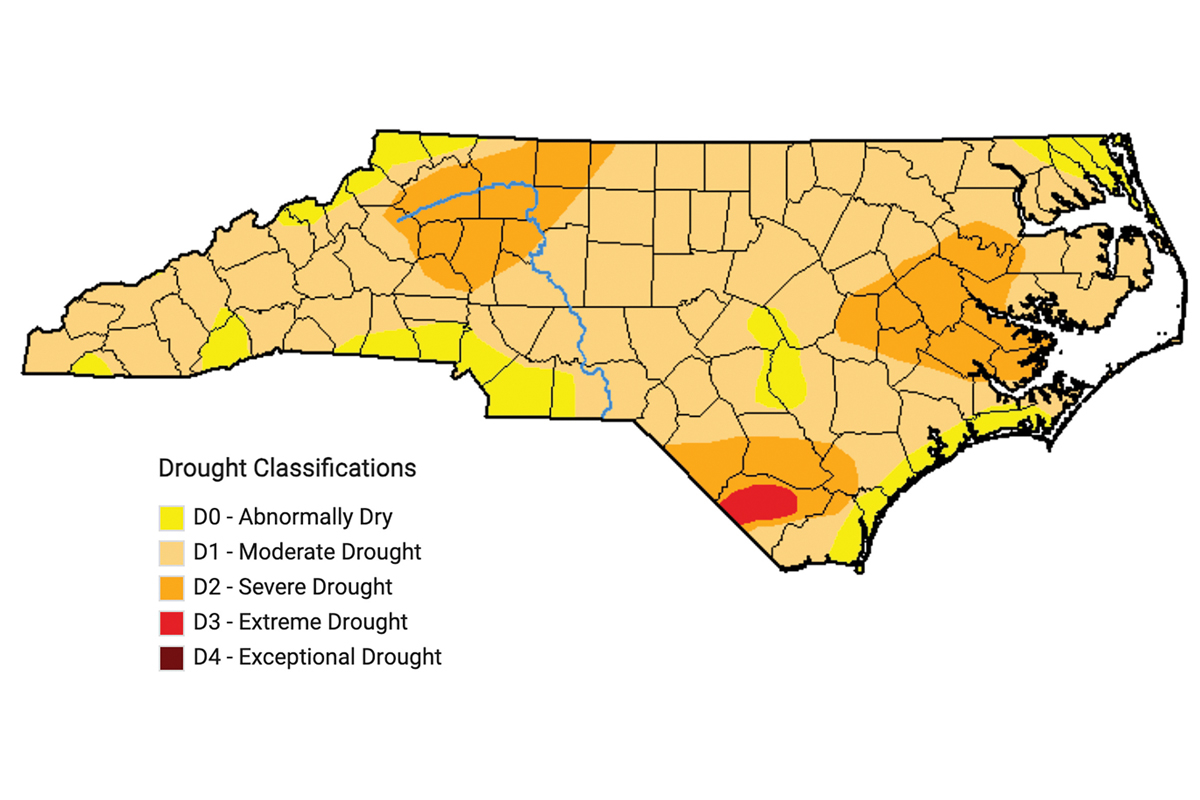 Most areas of Western North Carolina are now in a moderate drought. 