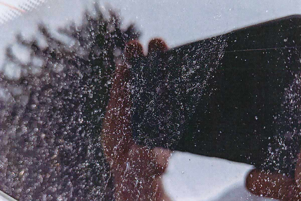 White dust clings to a windshield in Canton. NCDEQ photo