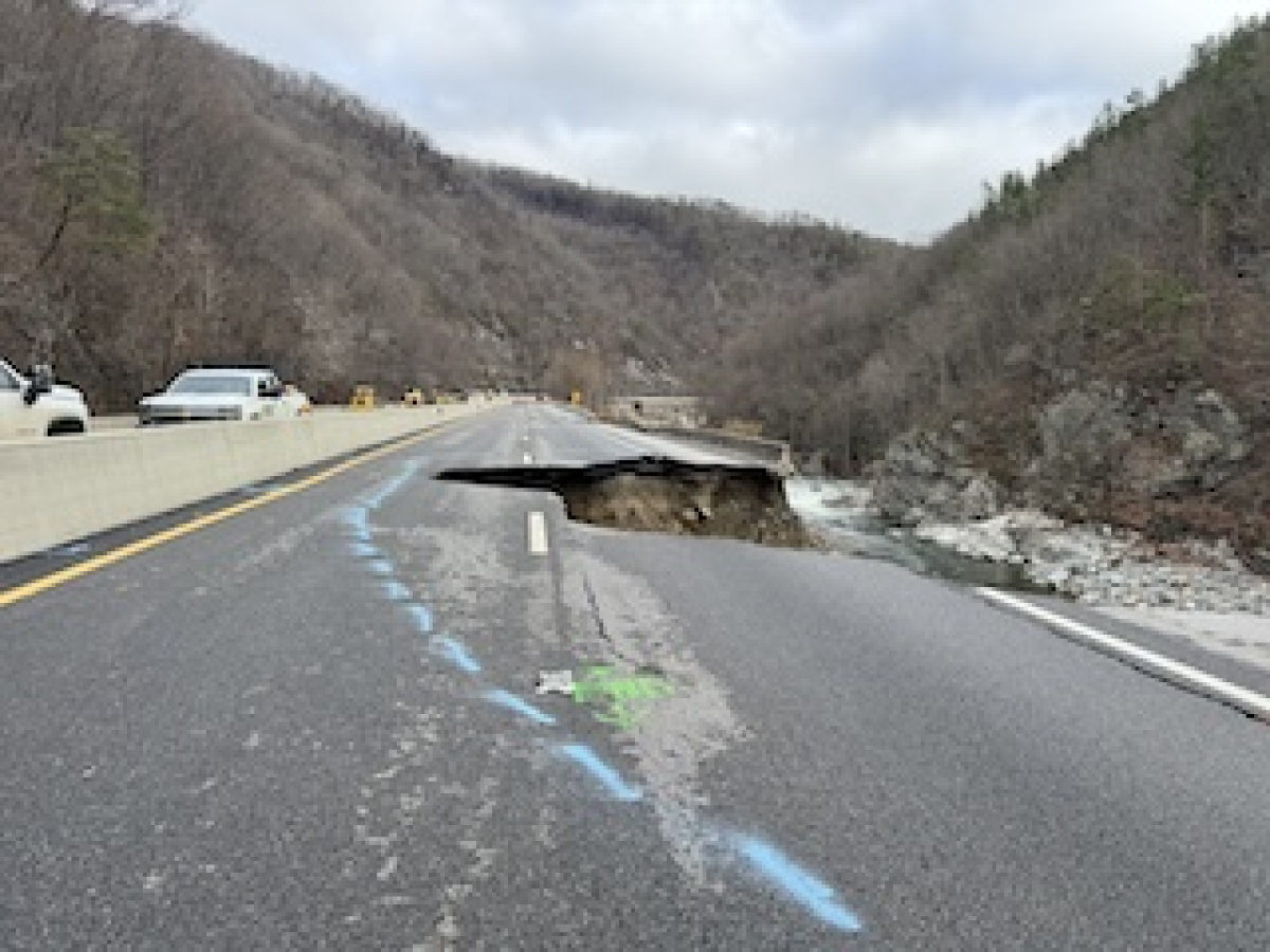 A new slope failure has delayed reopening Interstate 40.