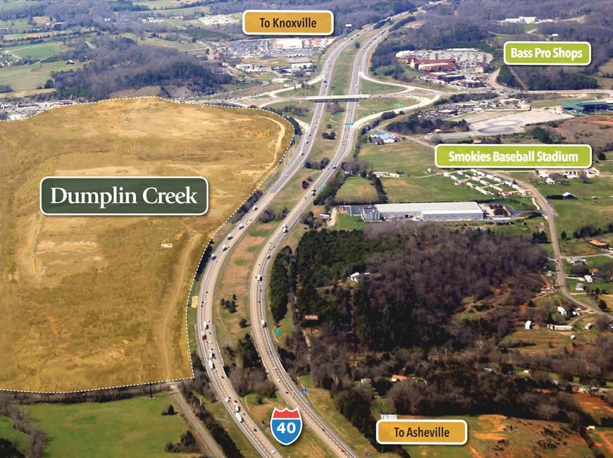 In 2019, the Eastern Band of Cherokee Indians purchased both the 198-acre Dumplin Creek property and a 122-acre tract on the other side of Interstate 40. EBCI image