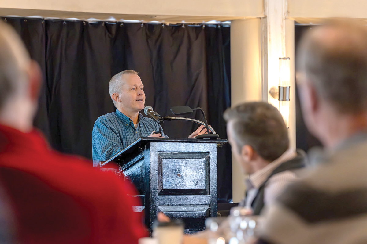 George Ivey, N.C. Development Director  for the Blue Ridge Parkway Foundation, addresses the audience at the Blue Ridge Rising Summit. Blue Ridge Parkway Foundation photo