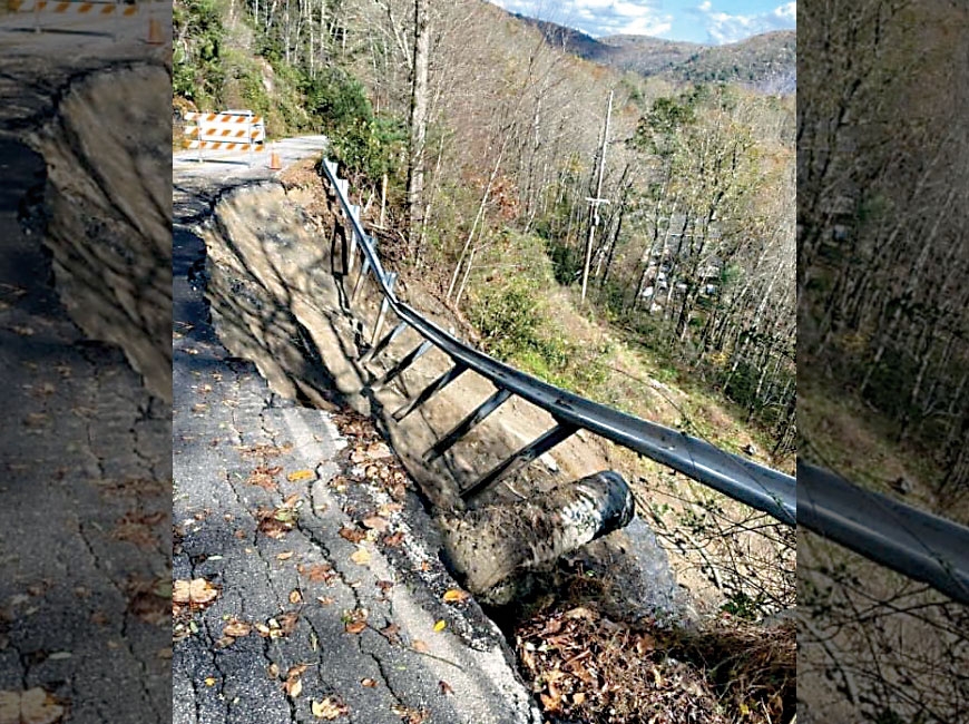 Cedar Creek Road is closed before its junction with Breedlove Road as the result of storm damage. James Hughes photo