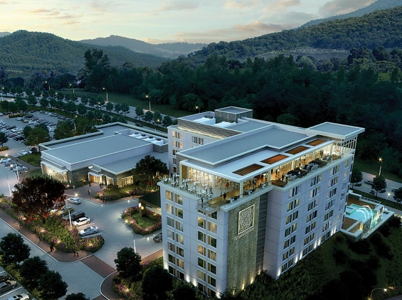A rendering shows DreamCatcher’s vision for the finished 200-room hotel with 12,000-square-foot conference center planned for Pigeon Forge. Donated photo 