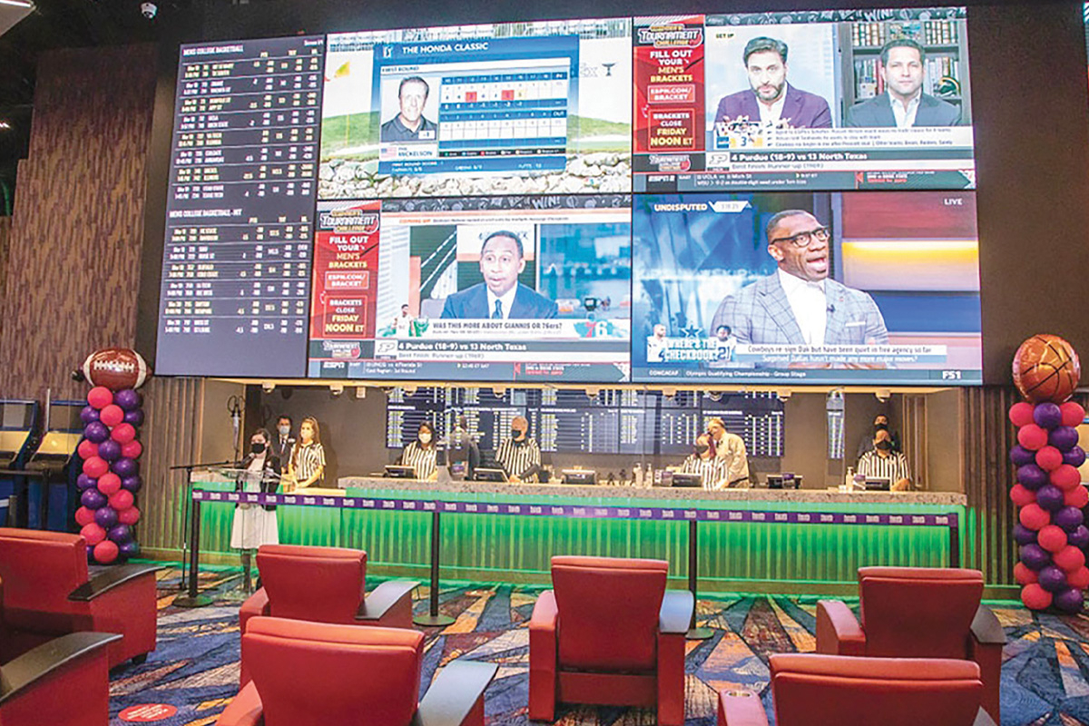 Harrah’s Cherokee Casino Resort has offered a sports betting lounge since March 2021. Harrah’s photo 