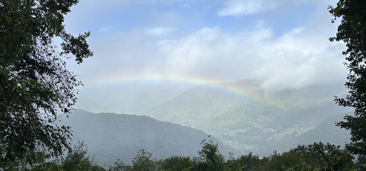 A rainbow shows itself after the flooding in Maggie Valley.