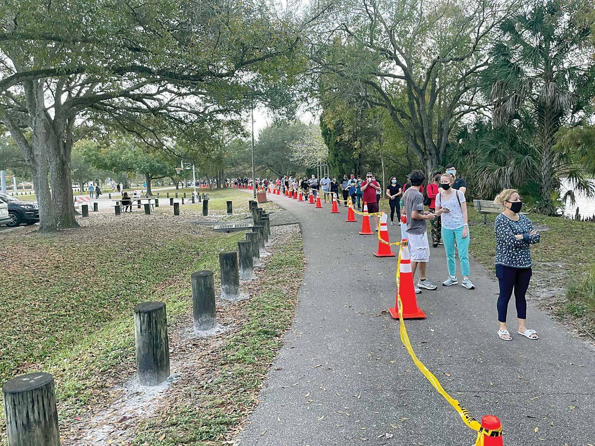 The line in Tampa, Florida, for Covid testing on Sunday, Jan. 2. Scott McLeod photo