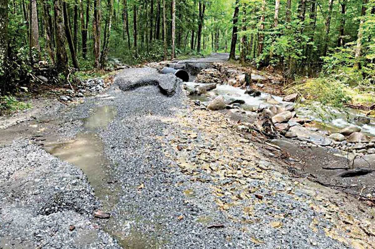 Heavy rains in July washed out culverts in the Greenbriar area. NPS photo