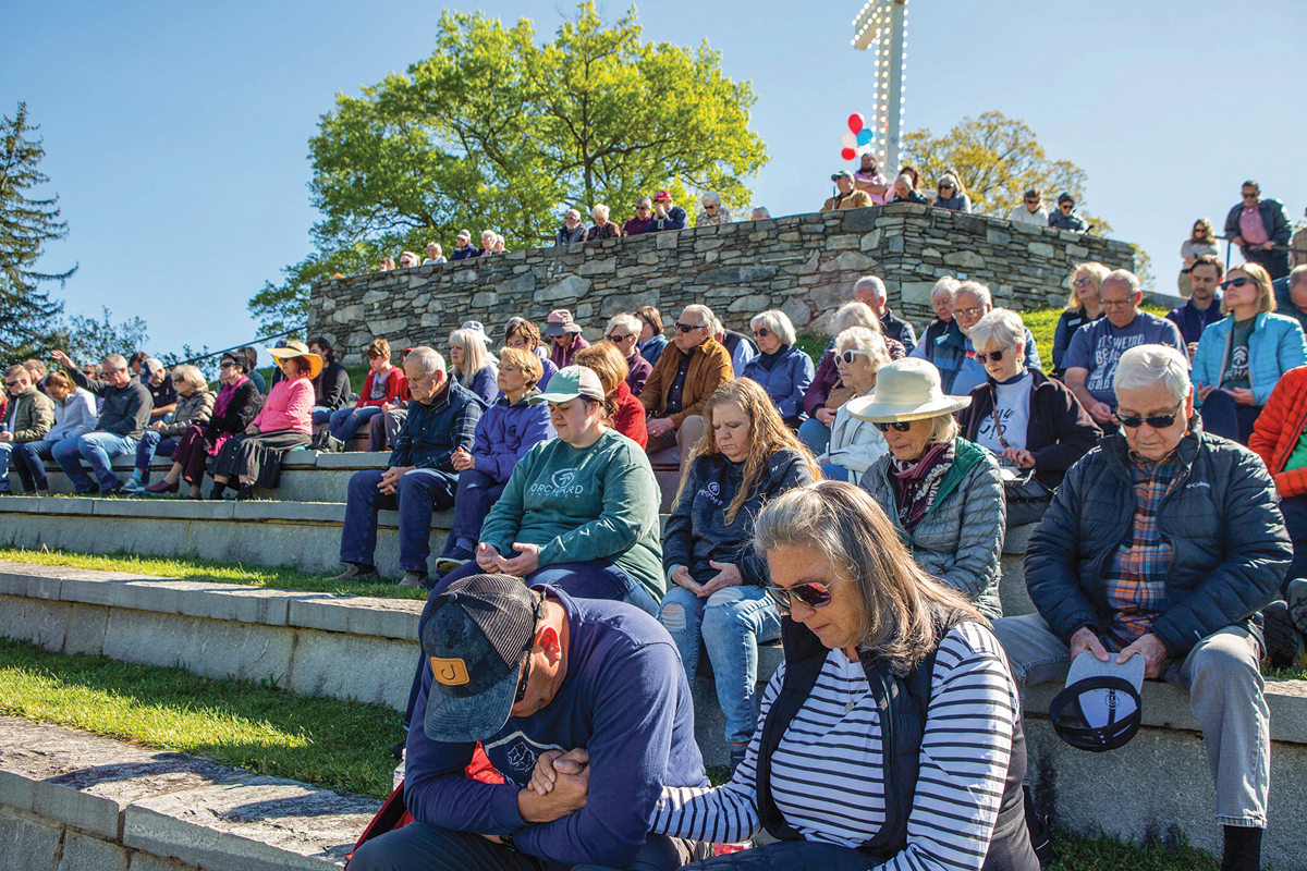 A crowd gathered in 2023 at the Lake Junaluska amphitheater below the Cross to participate in Haywood County&#039;s National Day of Prayer service. The National Day of Prayer is designated as the first Thursday of May each year. Donated photo