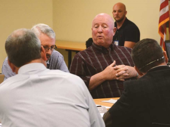 Commissioner Boyce Deitz speaks during a 2017 work session on the possibility of consolidating the county’s health and social services departments. Holly Kays photo