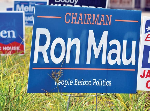 Commissioner Ron Mau took issue with a post on the Jackson County Democratic Party’s website that said his campaign signs made the writer think of the Chinese dictator Chairman Mao. Holly Kays photo 