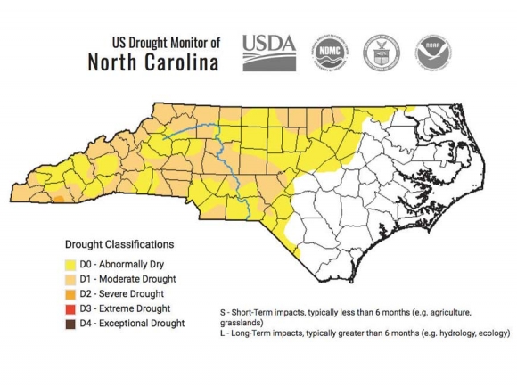The N.C. Drought Monitor map is updataed every Thursday, with this most recent map published Sept. 26. NCDM map