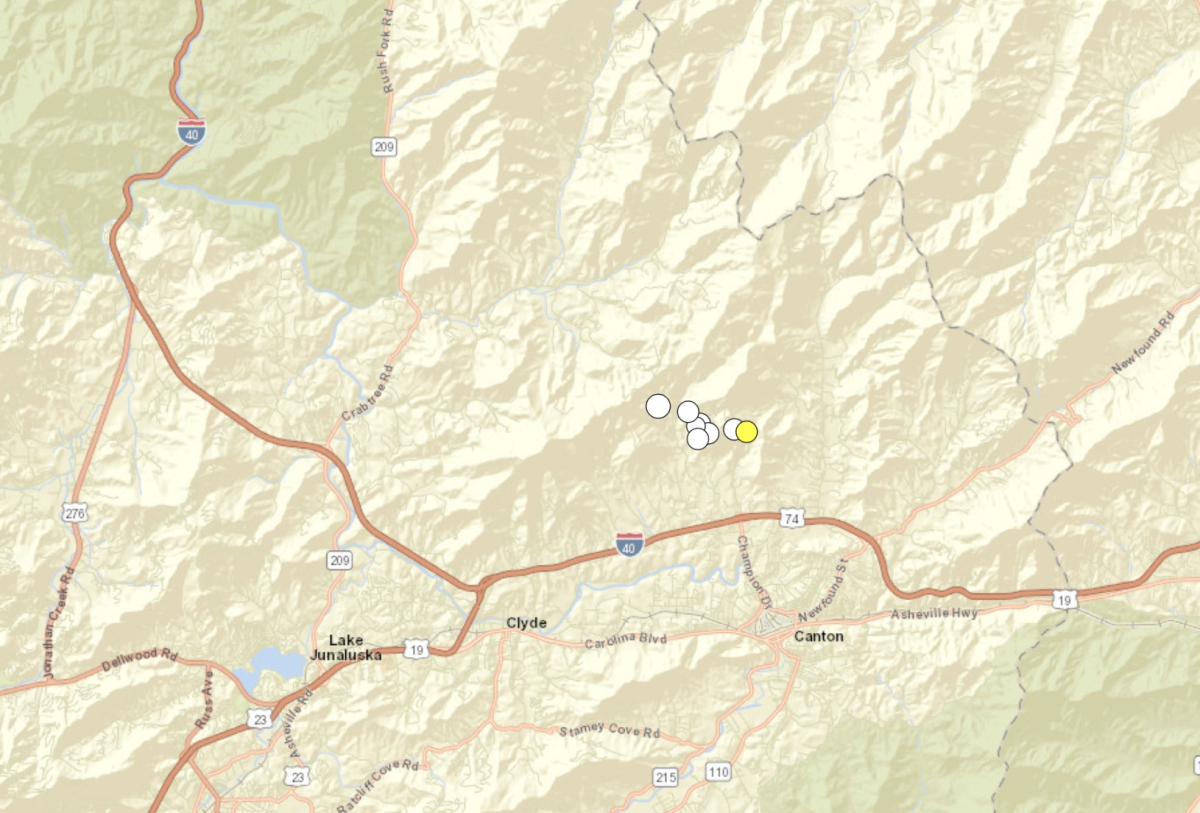 Eight earthquakes have been recorded north of Canton since May 23. USGS map