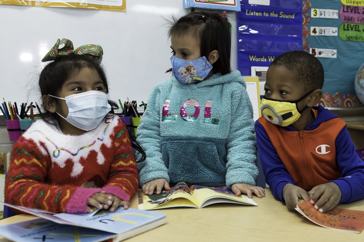 Students in the preschool classroom at Smokey Mountain Elementary School enjoy sharing books with each other.  Jackson County Public Schools will soon add new preschool classrooms at Cullowhee Valley and Scotts Creek School thanks to a grant from Dogwood Health Trust.