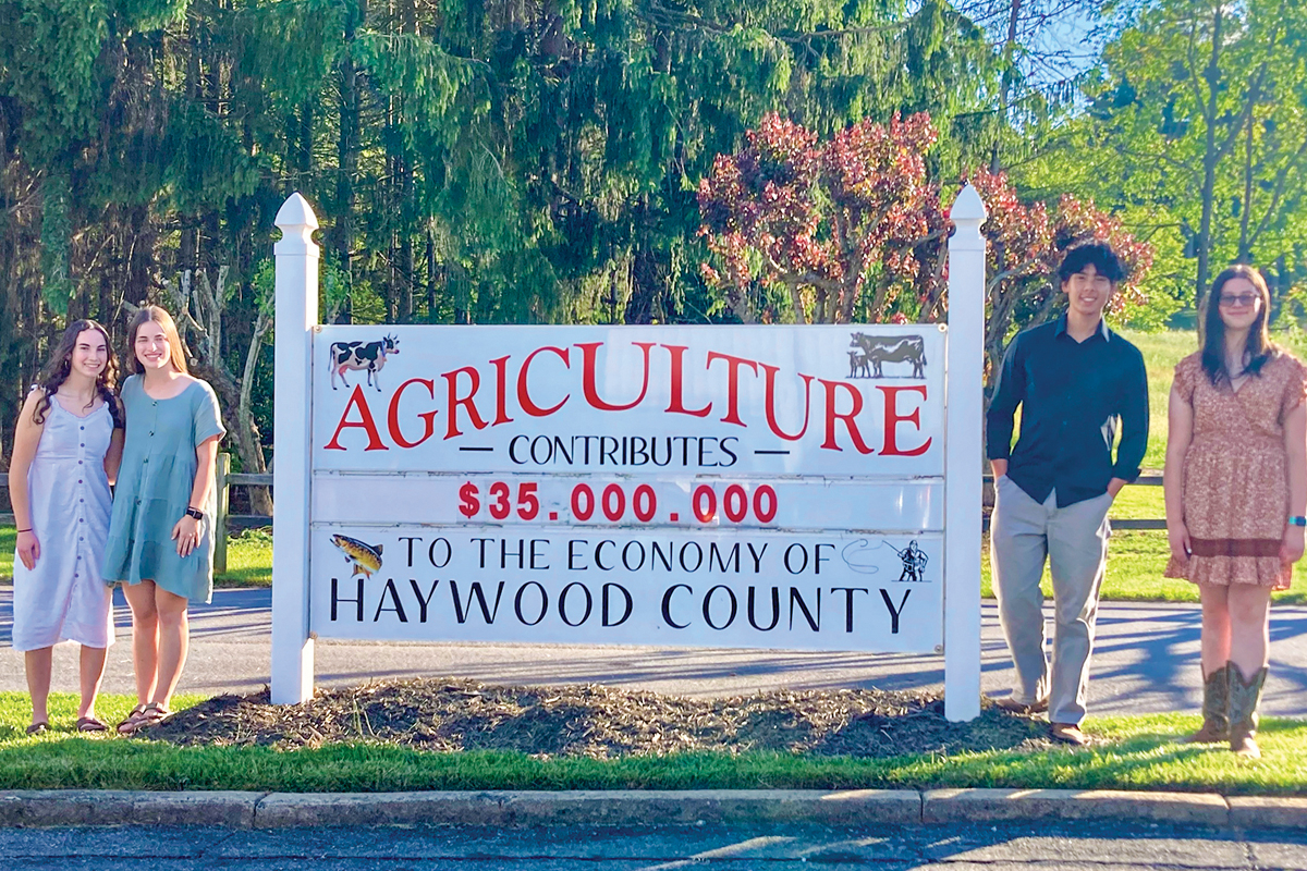 Emily Ferguson (left to right) Taylor Sollie, Jacob Mills and Rylee Shoaf received scholarships ranging from $1,000-$3,500. Haywood County Farm Bureau photo