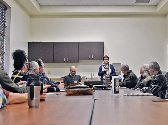 Haywood Chamber president CeCe Hipps (center) talks to a group of local food producers Nov. 18. Cory Vaillancourt photo