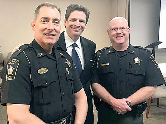 Superior Court Judge Bradley Letts (center) has worked closely with law enforcement, including Haywood Sheriff Greg Christopher and Chief Deputy Jeff Haynes, to implement a pretrial release program. 