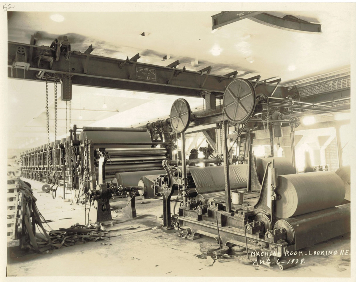 The paper machine and the winder making paper on Aug. 6, 1928. Jason Gregory photo