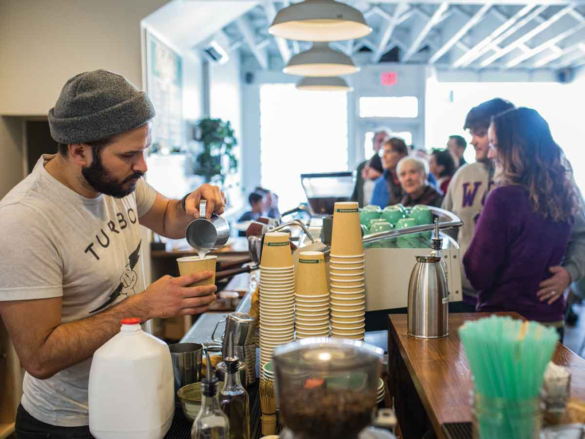 Visitors flock to Cabell Tice’s Orchard Coffee in Waynesville. File photo