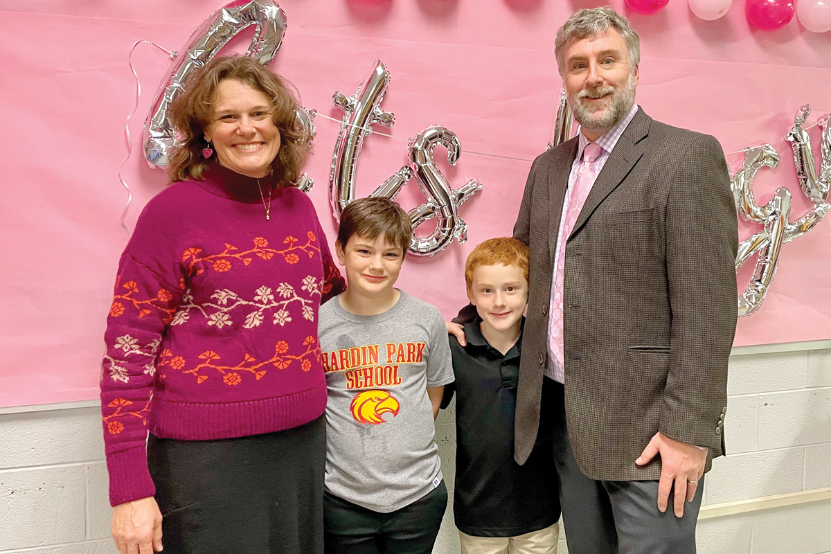 Members of the Klein family (from left) Holly, Luke, Abraham and Joe, pose for a photo at a school Valentine’s dance in February. Holly Klein photo