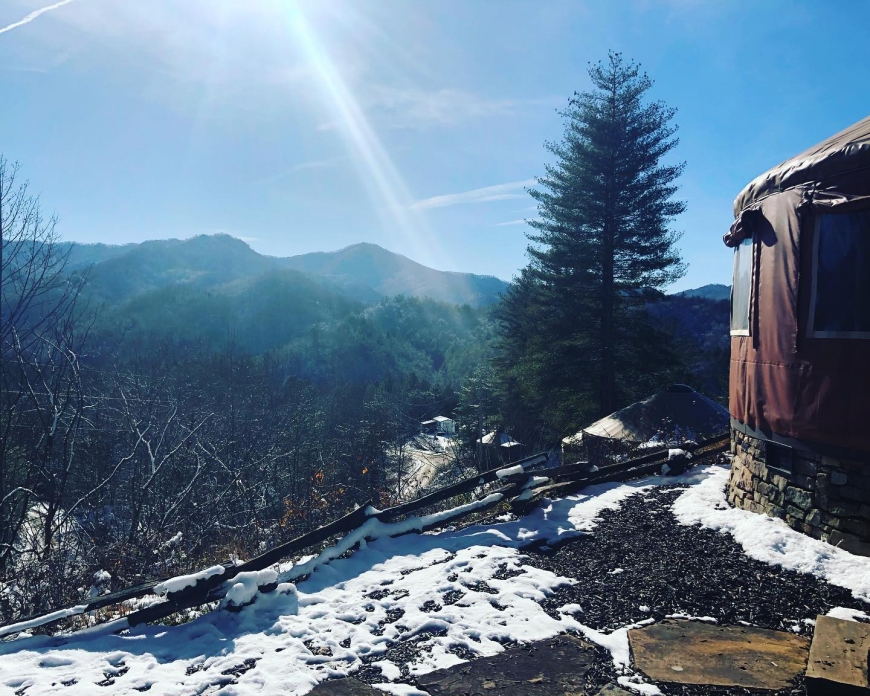 The view from outside the Nantahala yurt at Sky Ridge Yurts. 