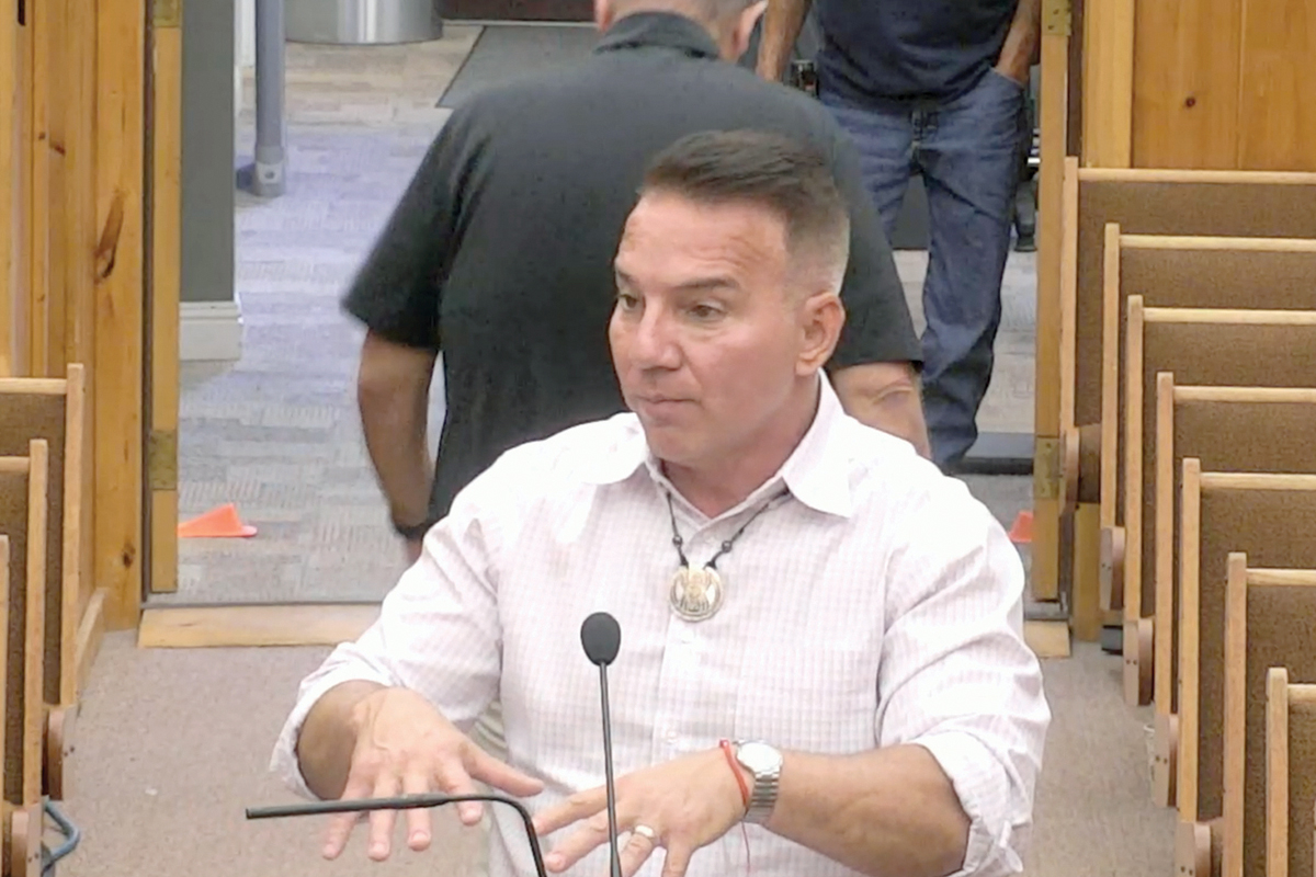 Principal Chief Richard Sneed addresses Tribal Council July 13. EBCI livestream photo 