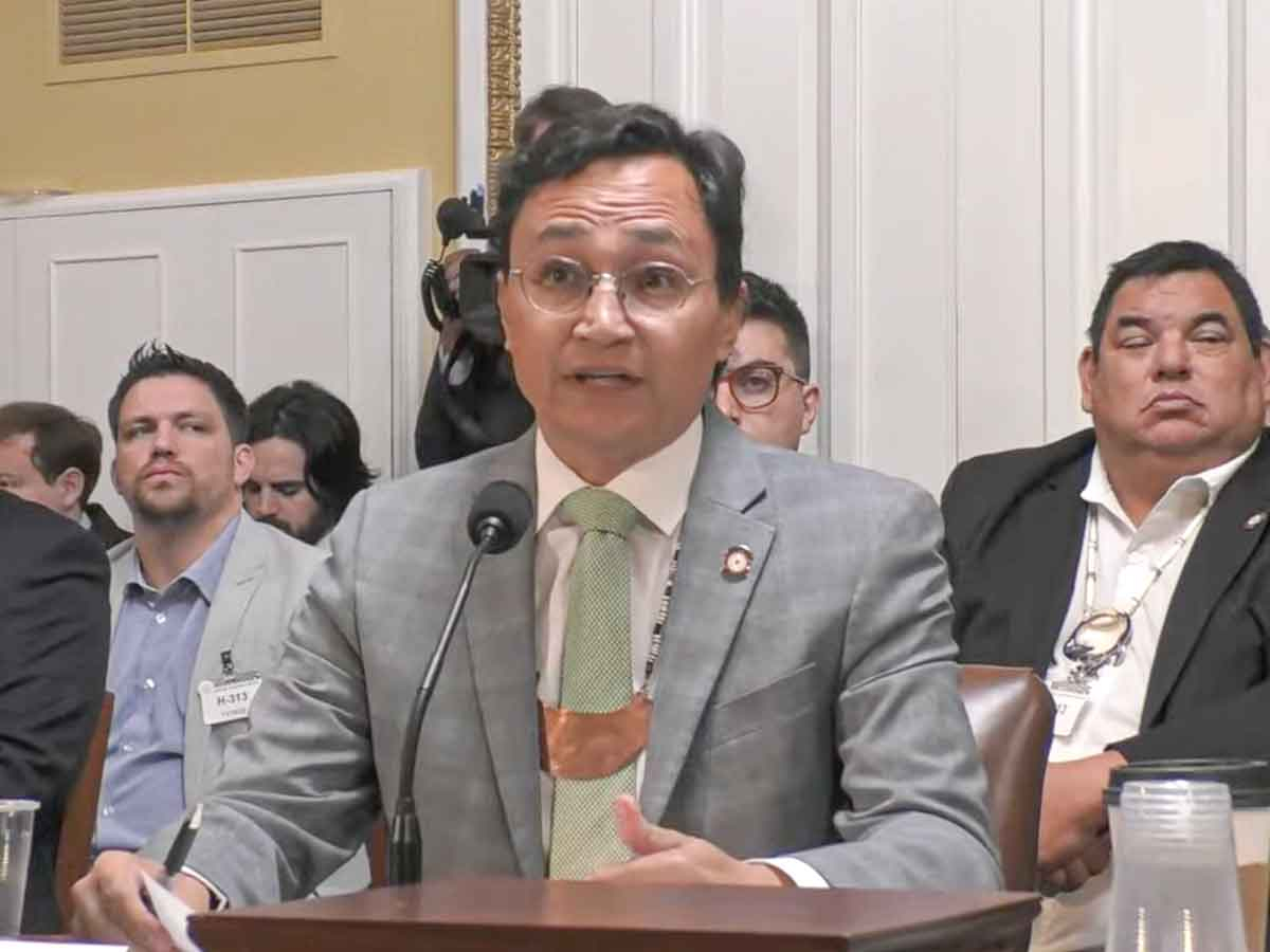 Cherokee Nation Principal Chief Chuck Hoskin Jr. addresses the House Rules Committee during a Nov. 16 hearing. Photo from U.S. Congress video
