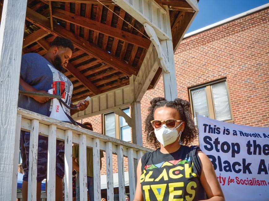 Franklin’s downtown gazebo has hosted a number of protests and rallies this summer despite COVID-19 restrictions on outdoor gatherings. Cory Vaillancourt photo