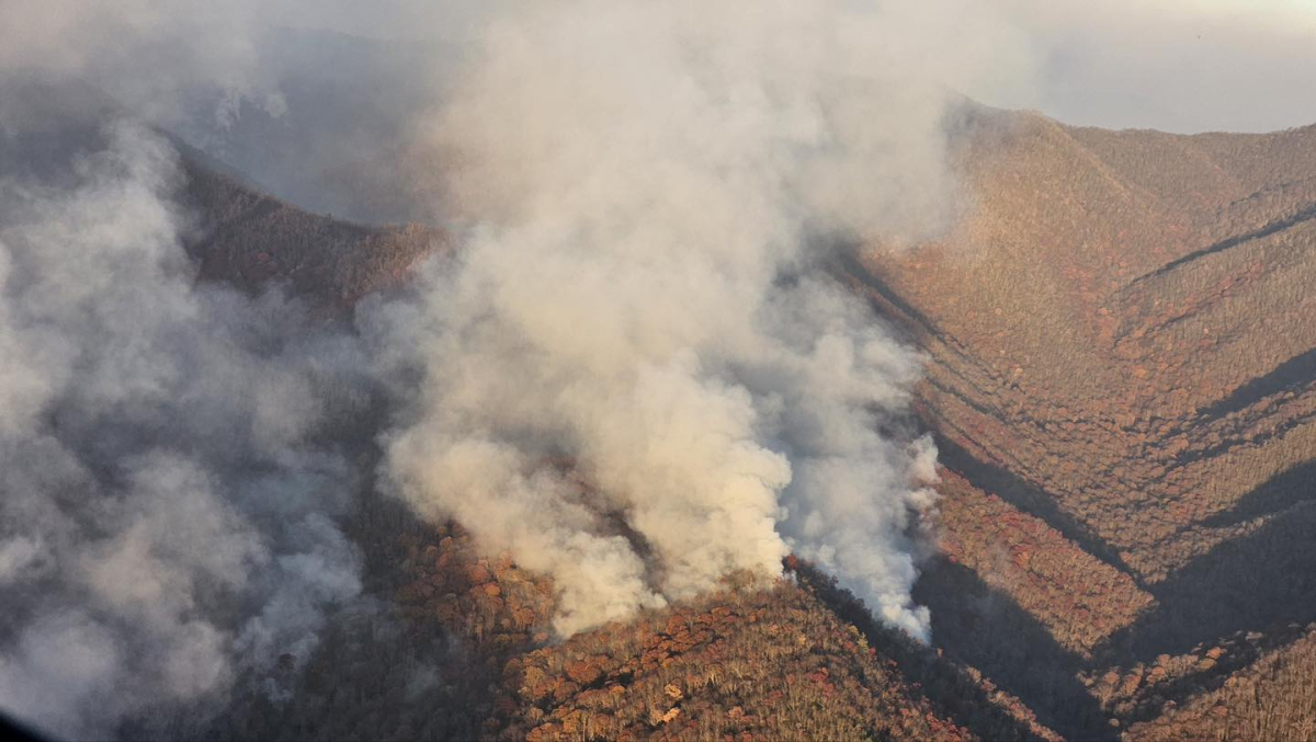 Smoke fills the valleys surrounding the Collett Ridge Fire. USFS photo