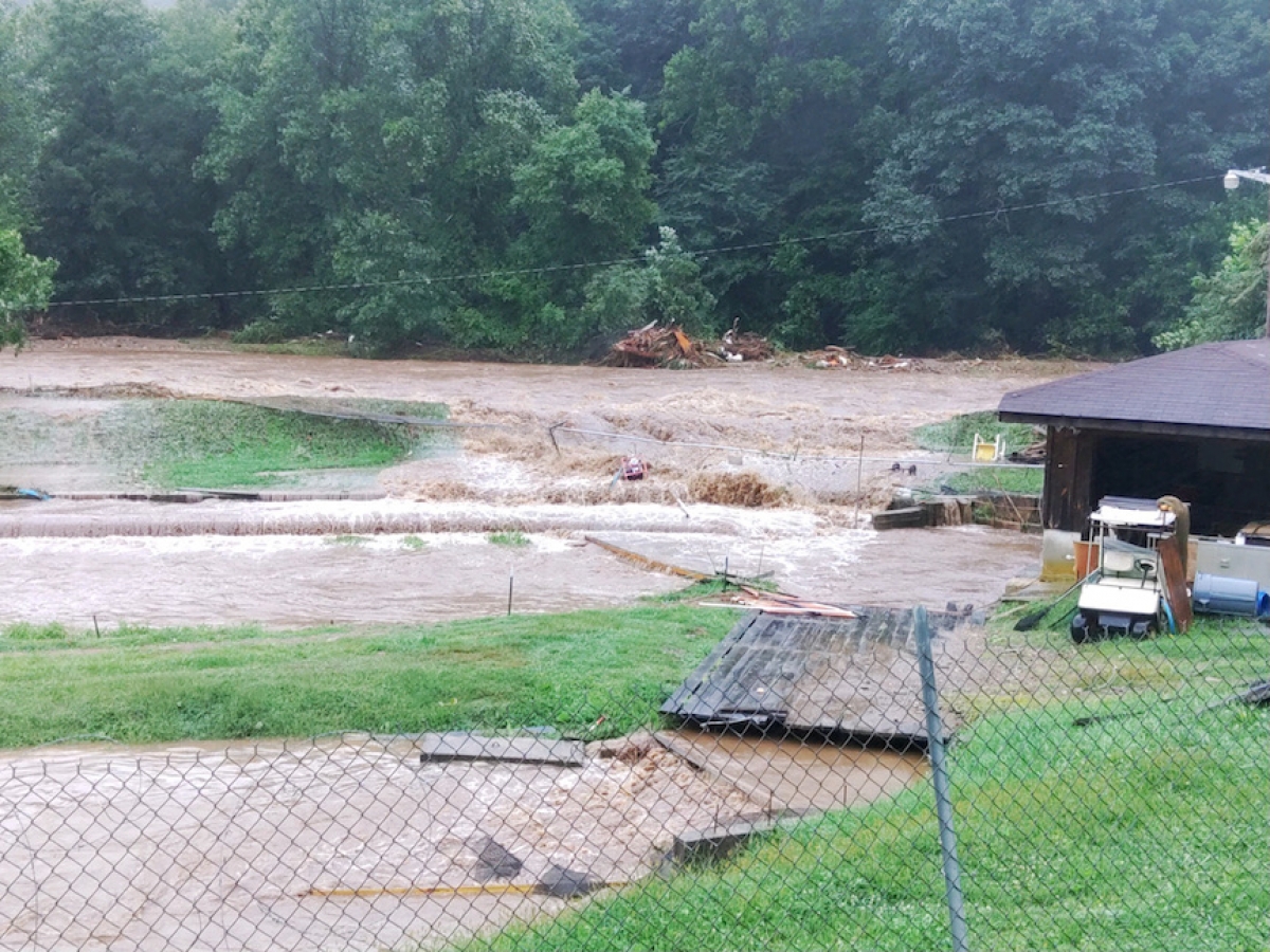 Water tears through the raceways at a Sunburst Trout Farms facility in Cruso.