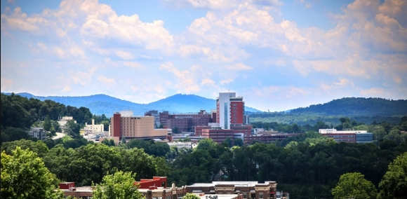 View of HCA Mission Hospital campus, Asheville