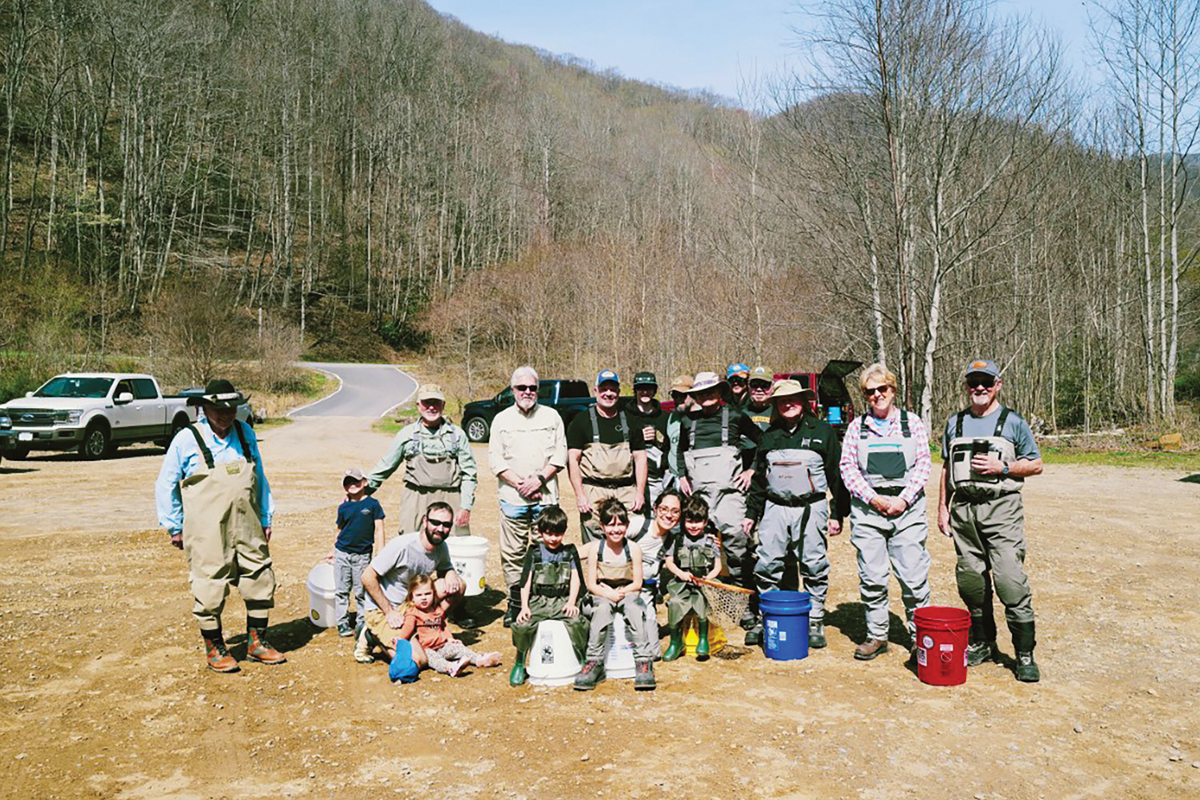 A group of volunteers stands ready to stock. Trout Unlimited photo
