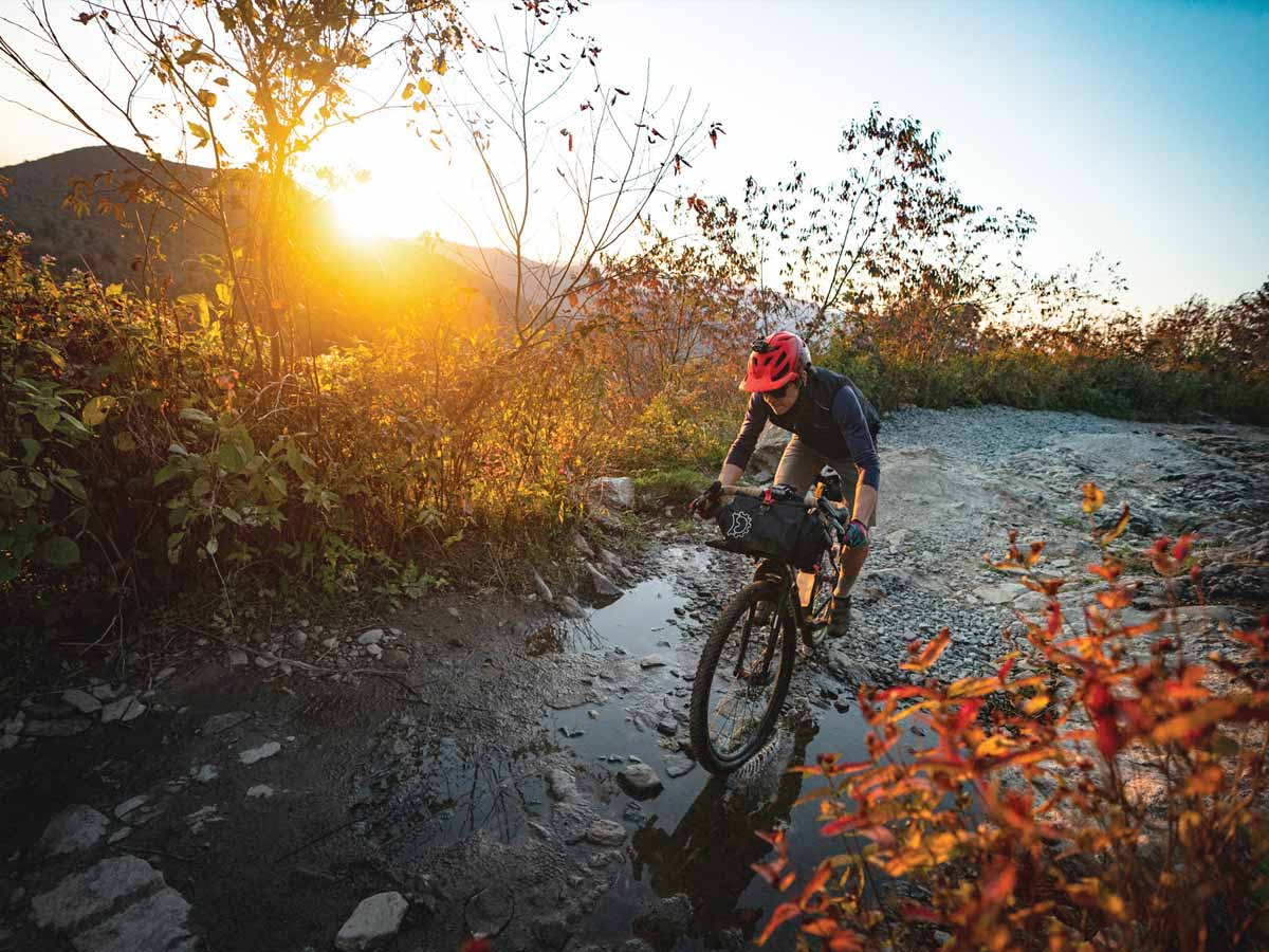 A cyclist goes bike packing on Ivestor Gap Trail in the Pisgah National Forest. Industry Nine photo