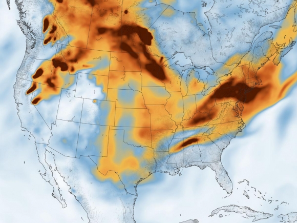 Black carbon mass density, July 21, 2021. https://earthobservatory.nasa.gov/images/148610/smoke-across-north-america