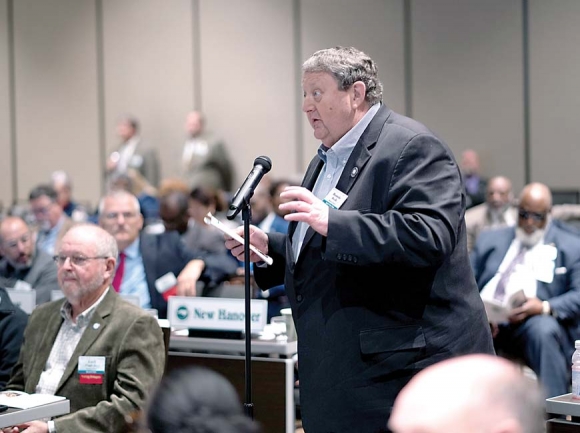 Macon County Commissioner Ronnie Beale speaks at the North Carolina Association of County Commissioners’ legislative priorities conference. Chris Baucom/NCACC photo
