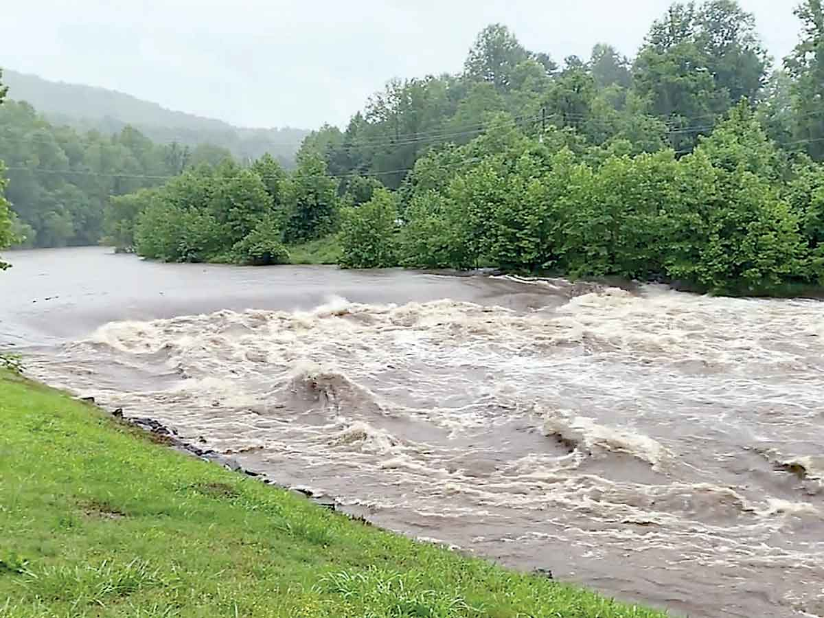 The Tuckasegee River runs wild under heavy rain May 26. Kelly Donaldson/Jackson County photo