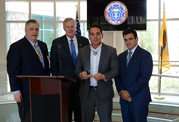 From left to right are Brad Crone of the Healthcare Leadership Council, Rep. Mark Meadows, Principal Chief Richard Sneed and Cherokee Indian Hospital Authority CEO Casey Cooper. 