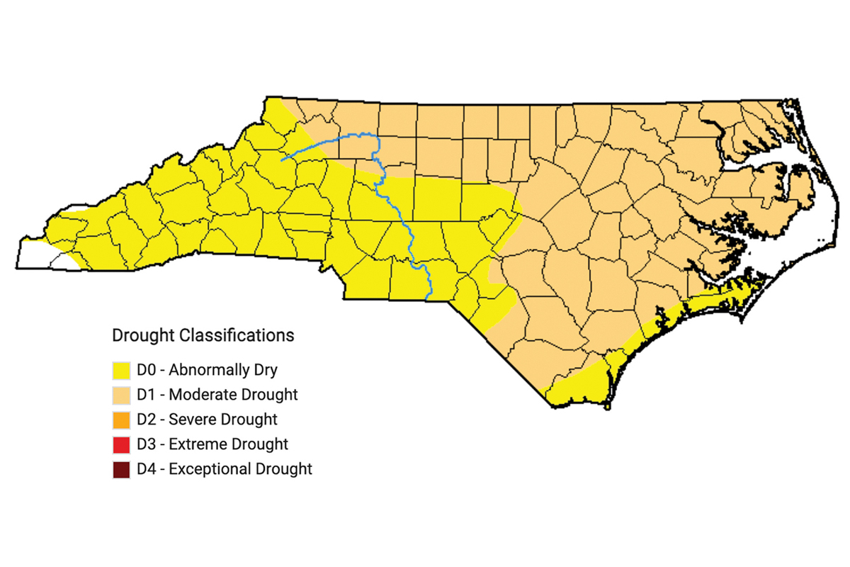 42 counties, including most of Western North Carolina, were considered ‘abnormally dry.’ From ncdrought.org