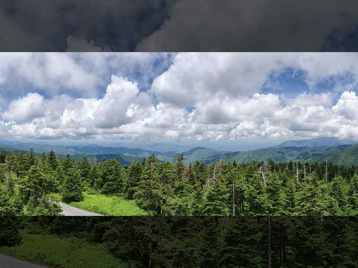 The Clingmans Dome Observation Tower offers sweeping views of the surrounding mountains. NPS photo 