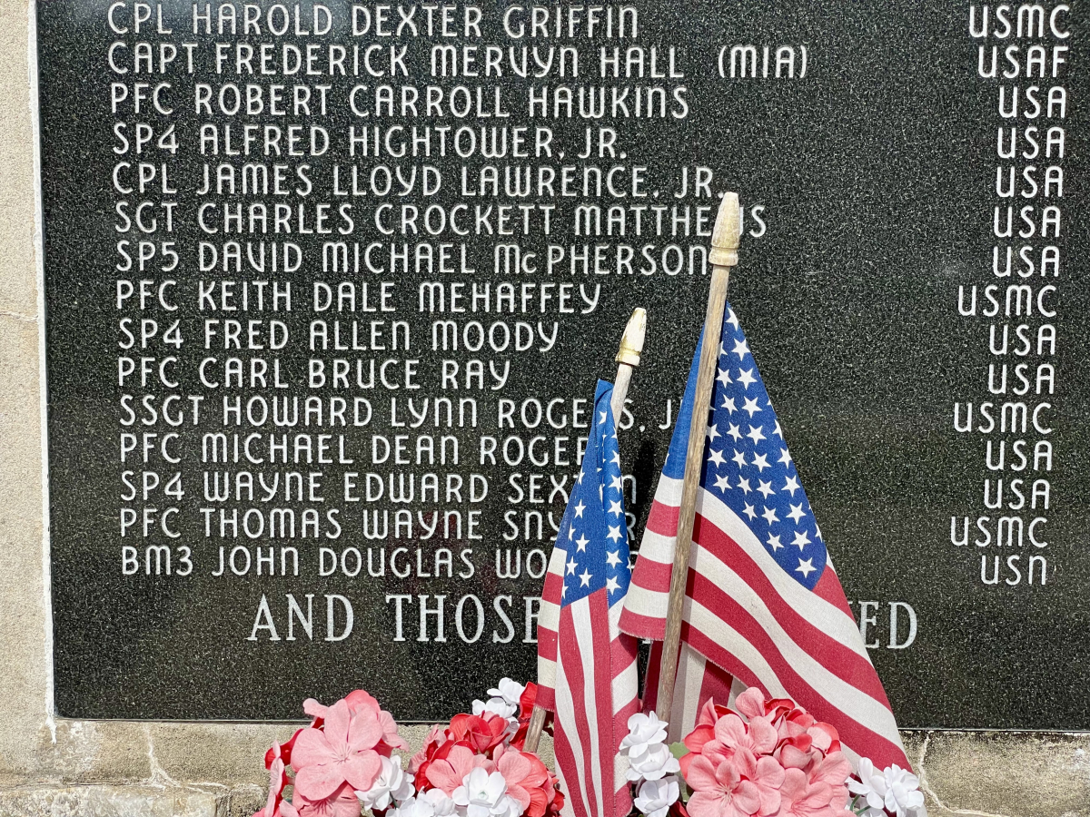 Fred Hall is the only MIA listed on the monument outside the old courthouse. 