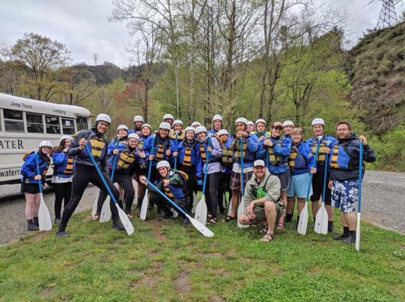 Students from Swain County High and Fieldston School in New York City go on a rafting trip together. Donated photo