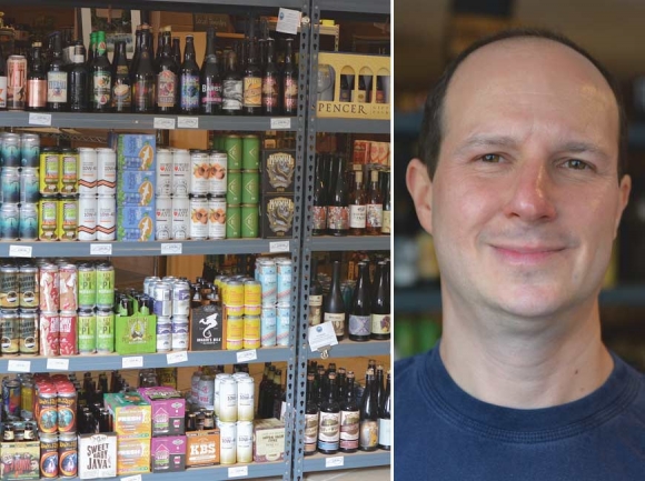 Blue Ridge Beer Hub in Waynesville has hundreds of different kinds of craft beer, wine and other artisan beverages. Right: Marlowe Mager. (photos: Garret K. Woodward)