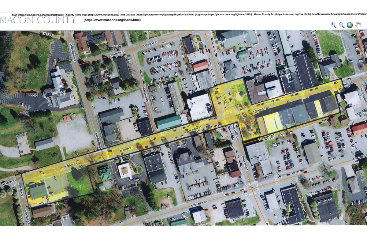 This map shows where the social district would exist in Franklin. Donated photo