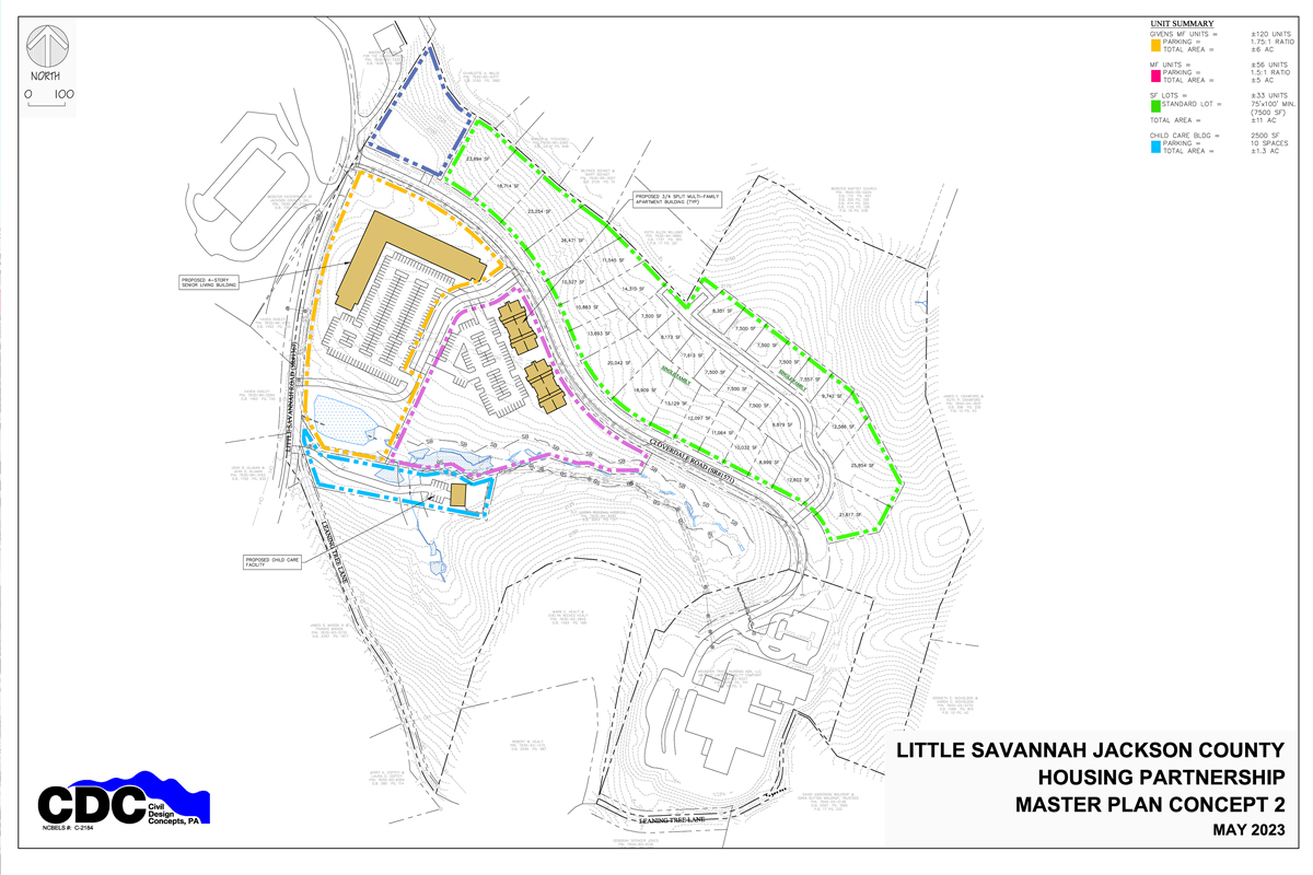 Webster Village is planned for a parcel located  on Cloverdale Road, off Little Savannah Road,  near its intersection with NC 116. Donated photo