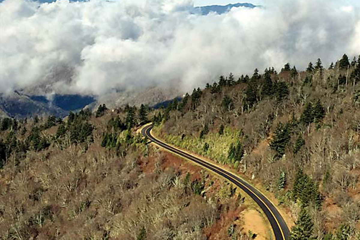 The Blue Ridge Parkway winds up toward Waterrock Knob. File photo